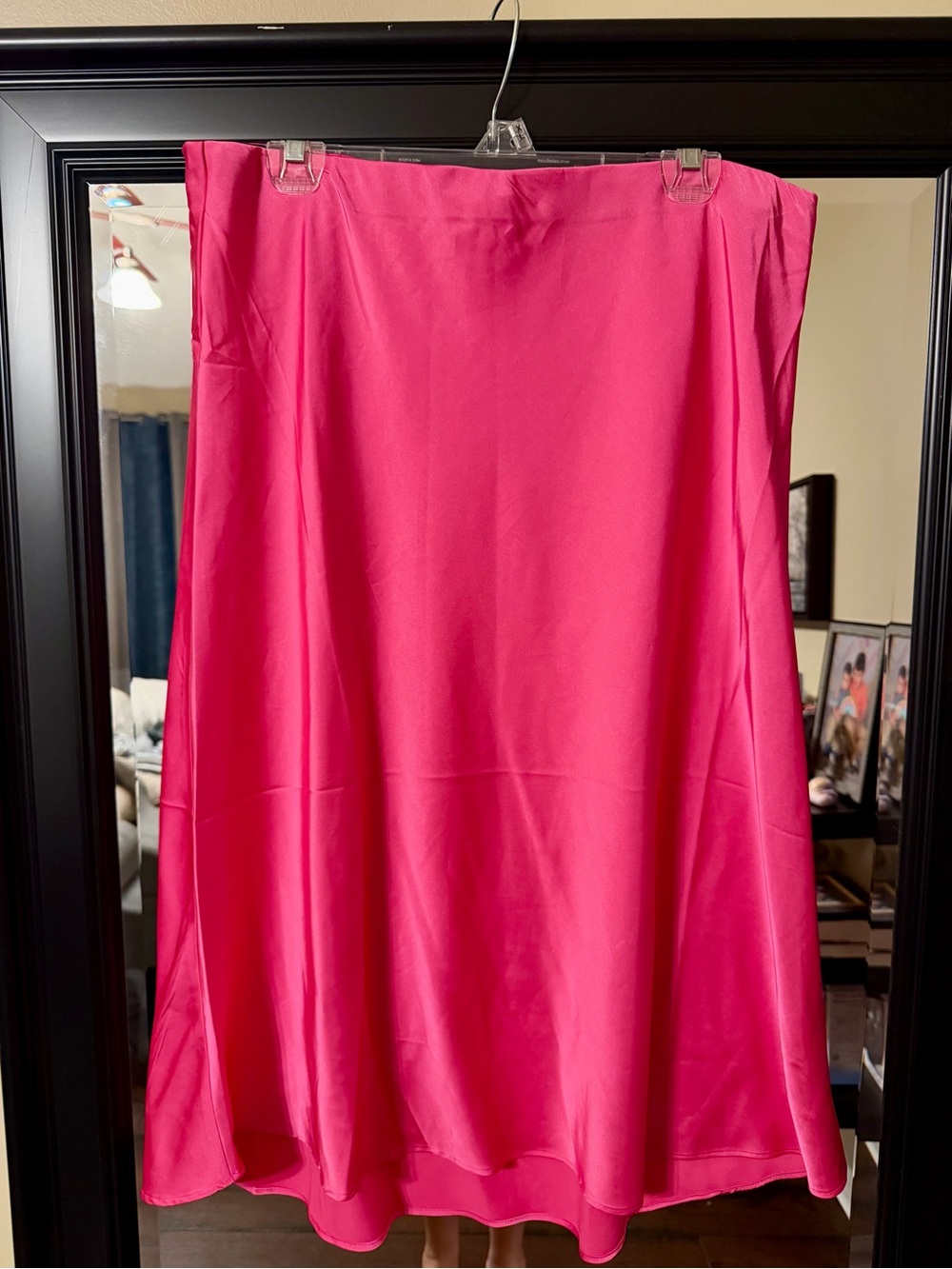 Bright Pink Women's A-Line Midi Skirt